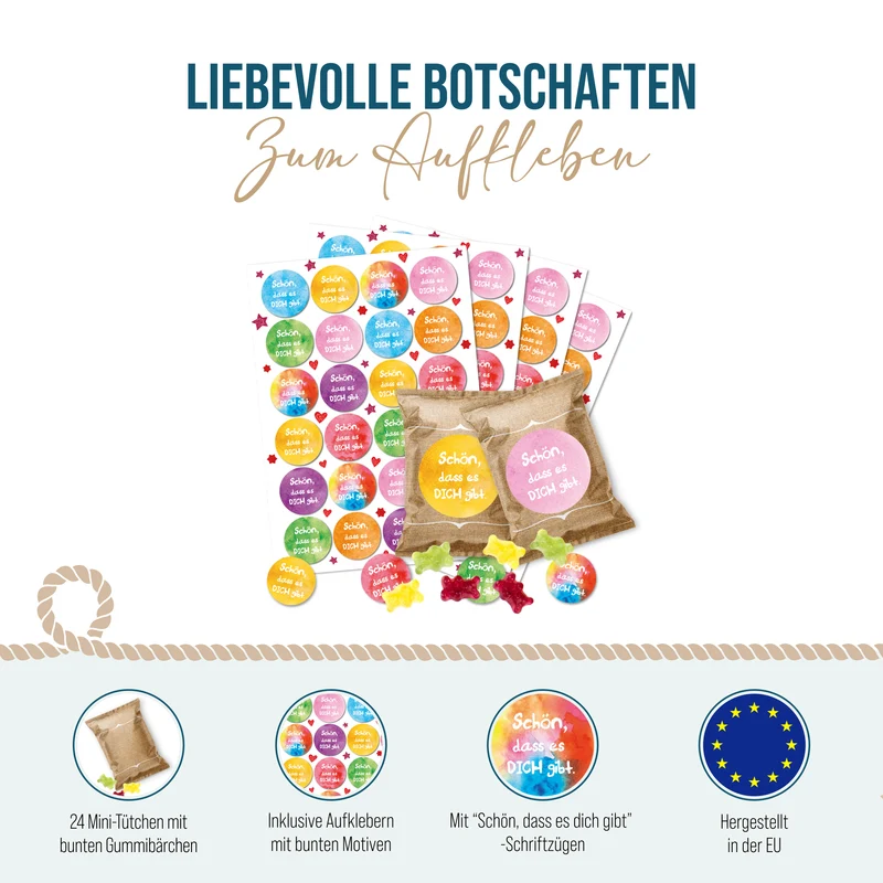 Gummibärchen-Tütchen mit Spruch als süßes Gastgeschenk