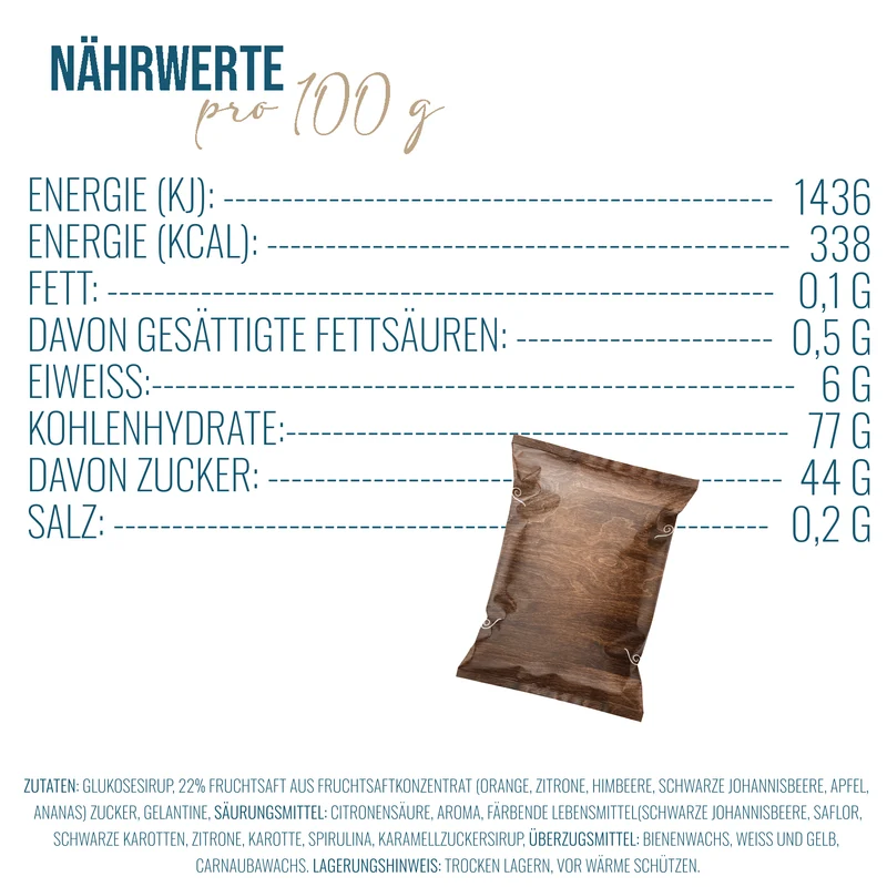 24 Fruchtgummi Tütchen mit Motivationssprüchen – Mini-Geschenke im Vintage-Look