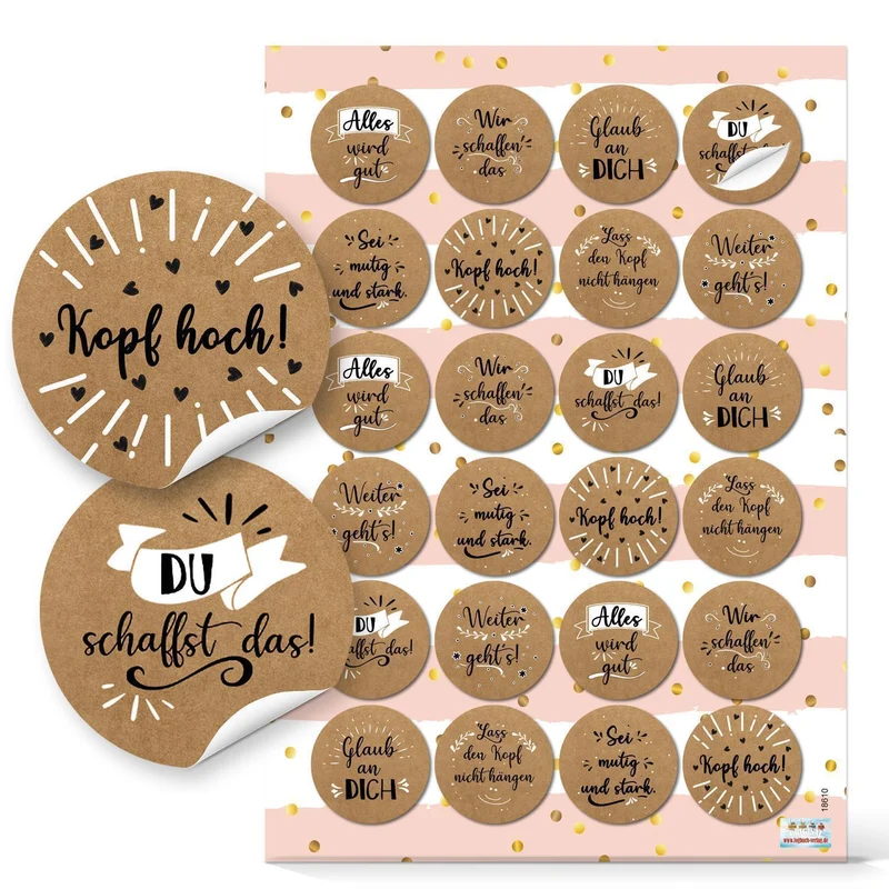 5 x 24 bunte Aufkleber - großes Sticker Set Glück Hoffnung Motivation Liebe