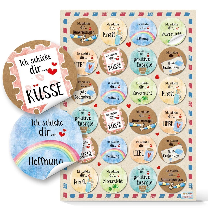 Aufkleber Set 3 x 24 bunte Sprüche Sticker 4 cm