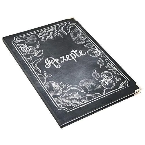 Logbuch-Verlag DIY Kochbücher SET schwarz weiß Tafelkreide-Stil A4 + A5 - leere Rezeptbücher für eigene Rezepte - Geschenkidee Weihnachten Geburtstag