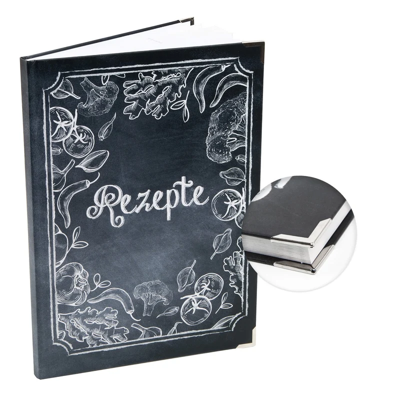 Logbuch-Verlag DIY Kochbücher SET schwarz weiß Tafelkreide-Stil A4 + A5 - leere Rezeptbücher für eigene Rezepte - Geschenkidee Weihnachten Geburtstag