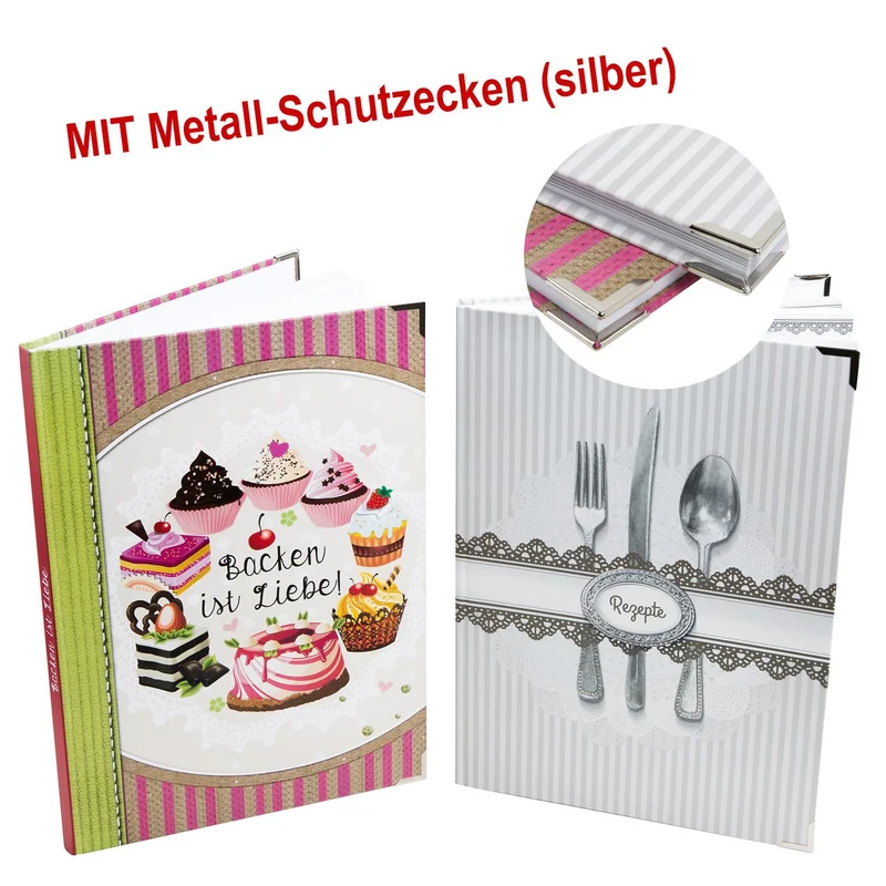 Logbuch-Verlag Geschenkset leeres Backbuch + Kochbuch DIN A4 für eigene Rezepte - Lieblingsrezepte aufschreiben - Rezeptbücher zum selbst Gestalten
