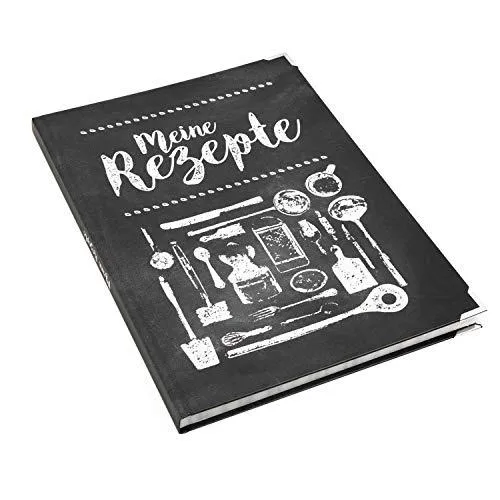 Rezeptbücher Set - 2 leere Kochbücher zum Selberschreiben A4 + A5 schwarz weiß