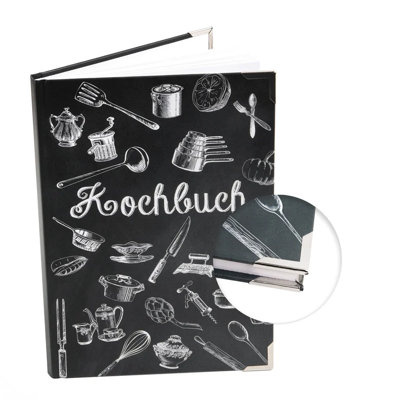 Rezeptbücher Set - 2 leere Kochbücher zum Selberschreiben A4 + A5 schwarz weiß