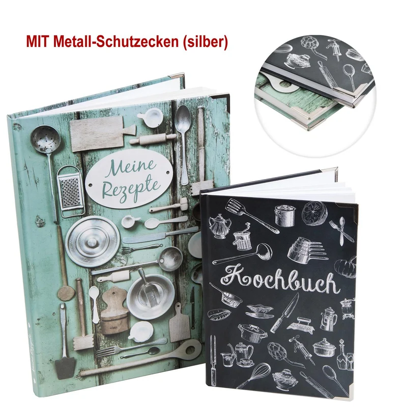 Logbuch-Verlag Rezeptbücher SET - DIY Kochbuch zum Selbst Schreiben DIN A4 + A5 - Geschenkbuch Geschenkset für Hobbyköche - eigene Rezepte aufschreiben