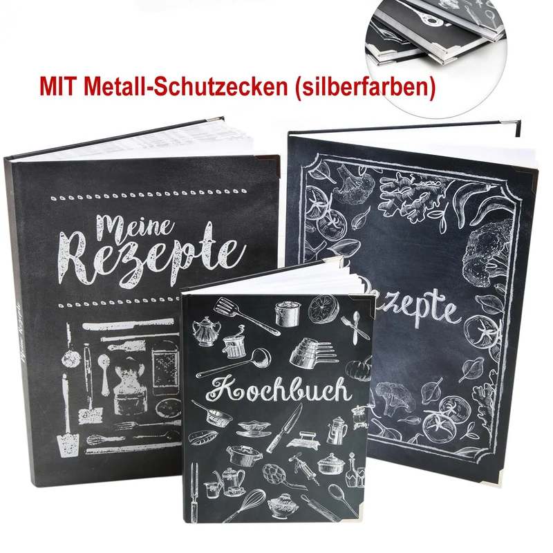 Logbuch-Verlag Rezeptbücher SET DIN A4 + A5-3 Kochbücher zum Selberschreiben - Geschenkset Bücher als Geschenk Küche Hobbyköche