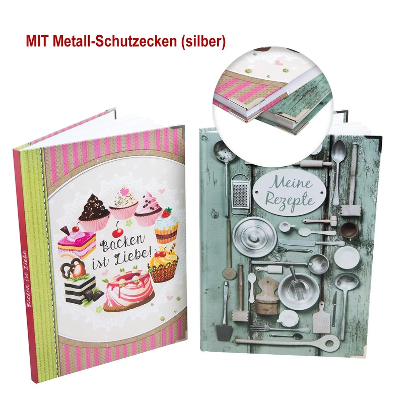 Logbuch-Verlag Rezeptbücher SET Kochbuch + Backbuch DIN A4 leer zur freien Gestaltung - ohne Vorgaben für eigene Rezepte Kochrezepte Backrezepte