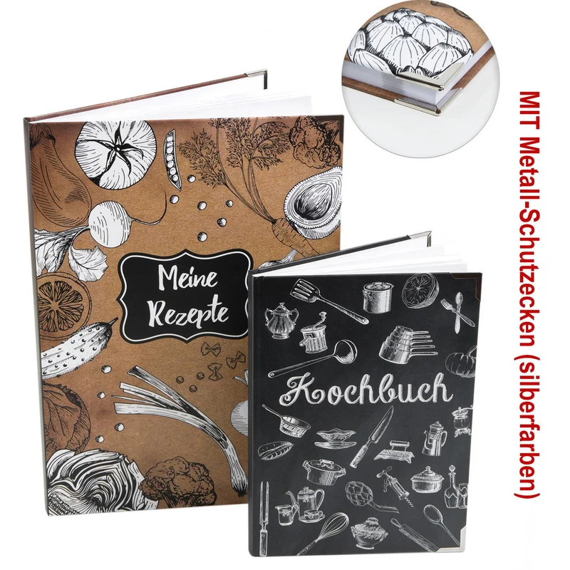 Logbuch-Verlag Rezeptbücher Set zum selber schreiben & gestalten - leere DIY Kochbücher für eigene Rezepte - Geschenkset