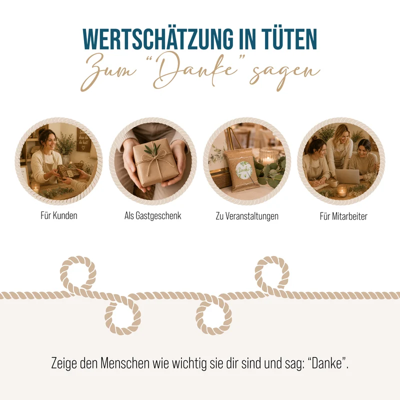 24 Fruchtgummi Tütchen Danke grün floral – Dankeschön Geschenke für Gäste und Kollegen