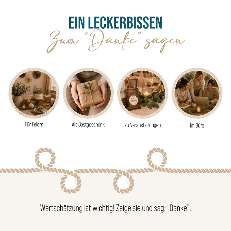 24 Fruchtgummi Tütchen Dankeschön mit Herzen – Danke Geschenke in Braun und Beige