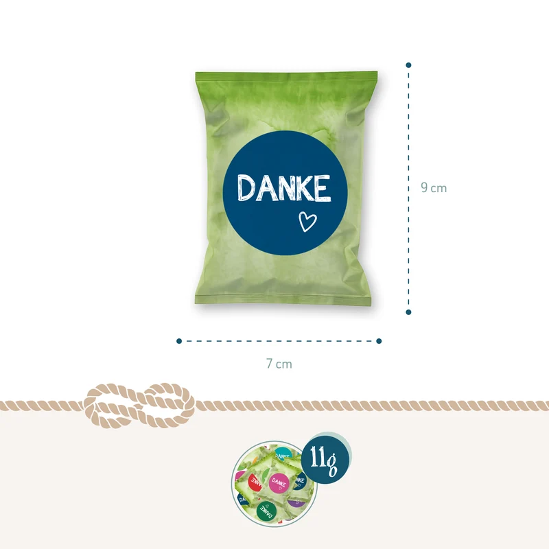 24 Fruchtgummi Tütchen Danke bunt – Dankeschön Geschenke mit farbigen Aufklebern