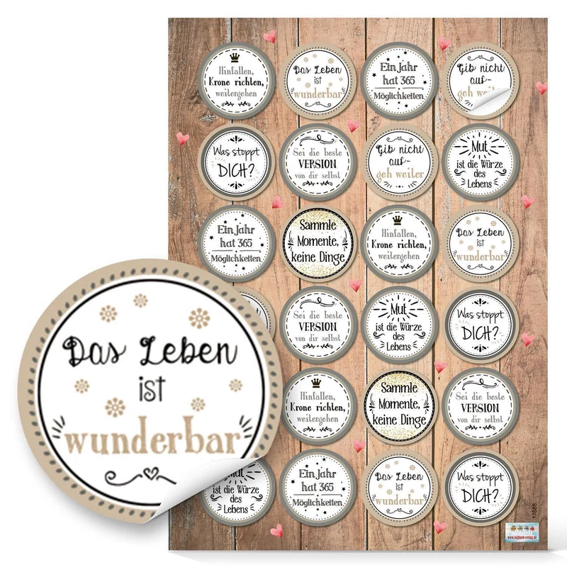 Buntes Aufkleber SET - 131 Sticker DANKE + Schön, dass du da bist + Sprüche - Geschenkaufkleber