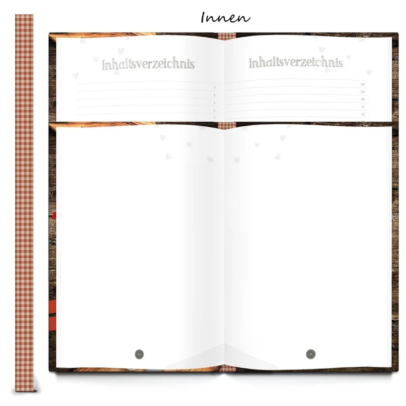 DIY Rezeptbuch REZEPTE AUS UNSERER FAMILIE braun rot DIN A4 mit Metallecken - Familienrezepte aufschreiben