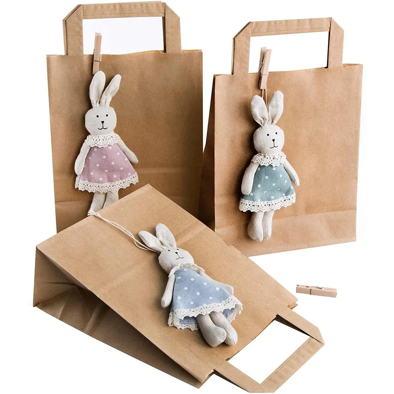 Logbuch-Verlag 3 Osternester zum Befüllen - 18 x 22 x 8 cm + Osterhasen 17 cm + Klammern Geschenkbeutel Natur braun - Osterkorb Deko Ostern für Kinder