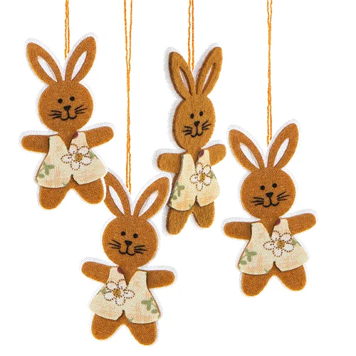 4 Hasen aus Filz zum Aufhängen - Osterhasen Dekoration braun beige