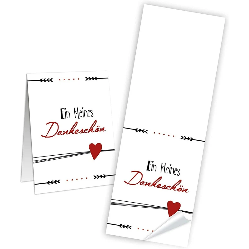 Aufkleber Set - 4 x 10 Stück - verschiedene Designs wie Dankeschön, Herzen