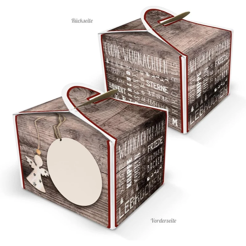Adventskalender-Set mit 24 Geschenkboxen Engel 8 x 6,5 x 5,5 cm und Zahlenaufklebern 1–24