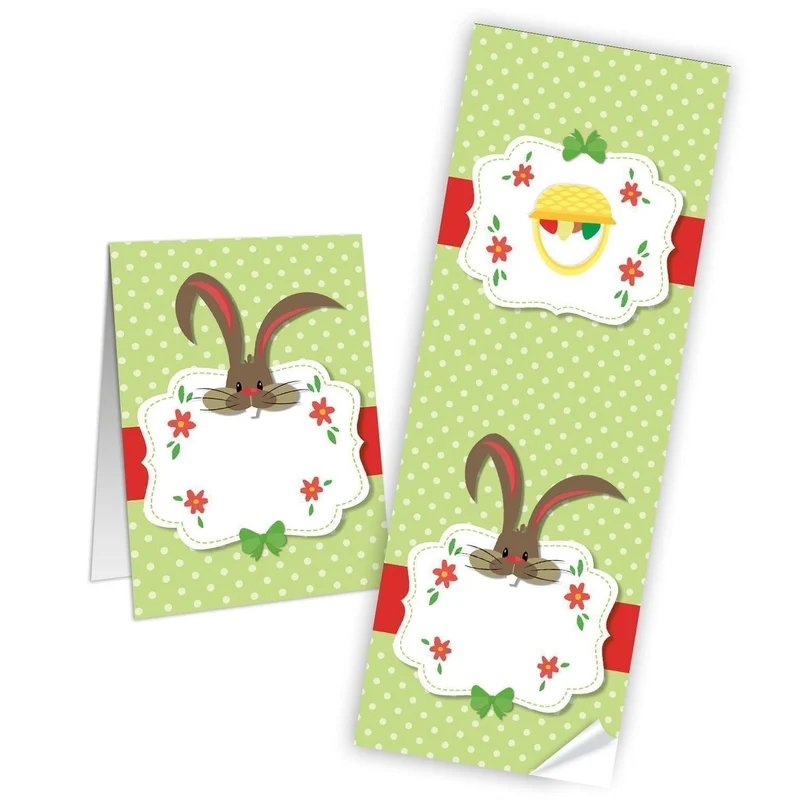 Logbuch-Verlag 50 Frohe Ostern Aufkleber Osterhase Osterdeko Osteretiketten Osteraufkleber 7,2 x 21 cm Verpackung Kindergeschenke beschriftbar Geschenkaufkleber grün rot weiß braun