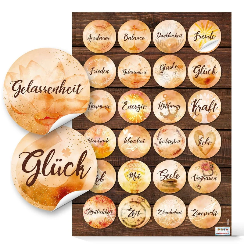 Großes Sticker Set mit 6 x 24 Aufklebern - Sprücheaufkleber zum Verzieren von Verpackungen