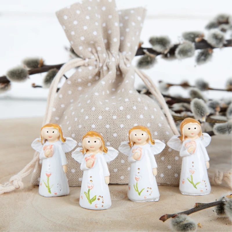 4 kleine Mini Engelfiguren 4,5 cm Weihnachtsengel Gastgeschenk Taufe Kommunion Firmung Engel