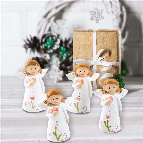 4 kleine Mini Engelfiguren 4,5 cm Weihnachtsengel Gastgeschenk Taufe Kommunion Firmung Engel