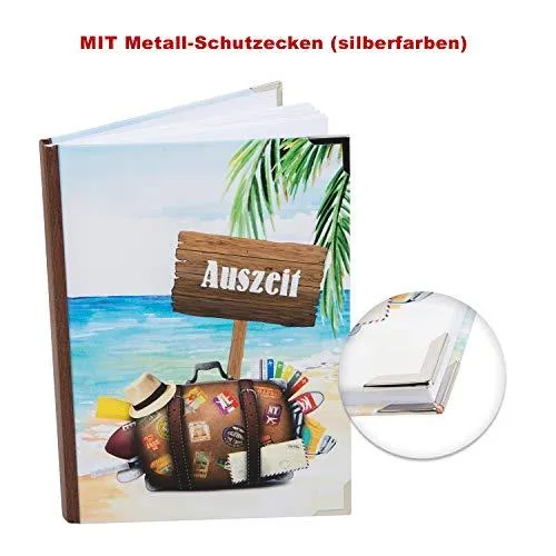 Leeres Notizbuch DIN A5 - Reisebuch mit leeren Seiten - Geschenk Urlaub Reise mit Metallecken