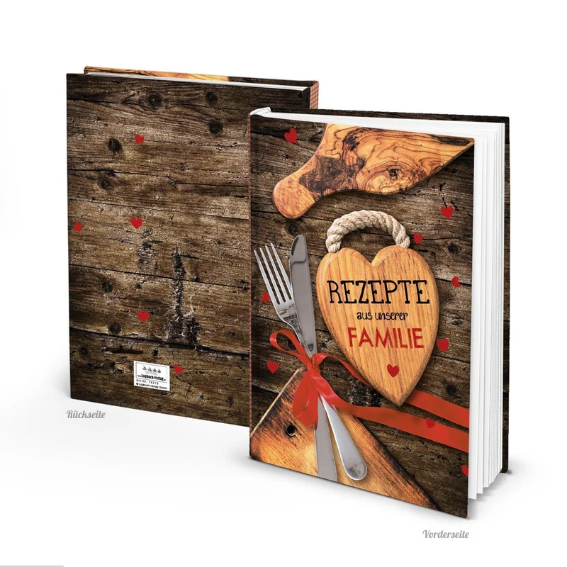 DIY Rezeptbuch REZEPTE AUS UNSERER FAMILIE braun rot DIN A4 - Familienrezepte aufschreiben