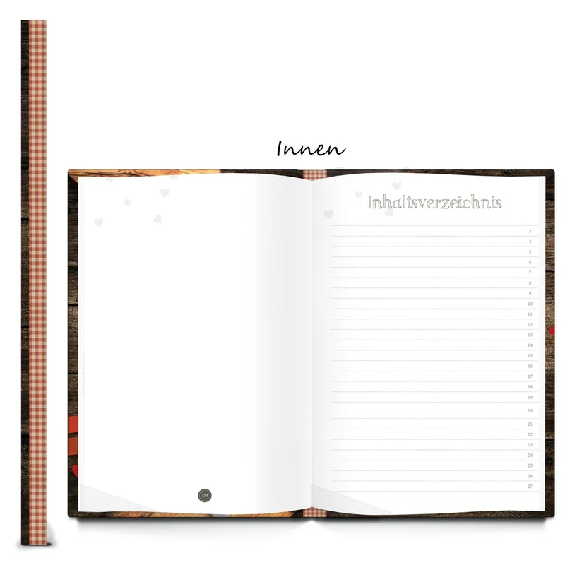 DIY Rezeptbuch REZEPTE AUS UNSERER FAMILIE braun rot DIN A4 - Familienrezepte aufschreiben