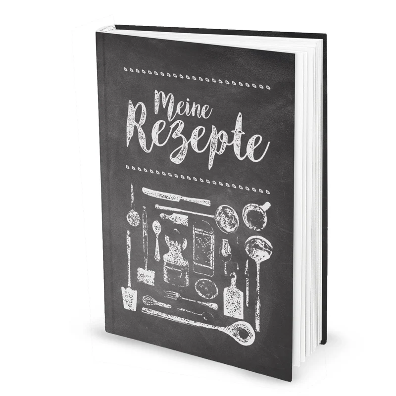 Geschenk-SET Rezeptbuch zum Selberschreiben LEDER-NOSTALGIE Look braun beige DIN A4 + HERZ Kochlöffel + kleines Brotzeitbrettchen Holz Eigenes Kochbuch Meine Rezepte Geschenk Küche Kochen