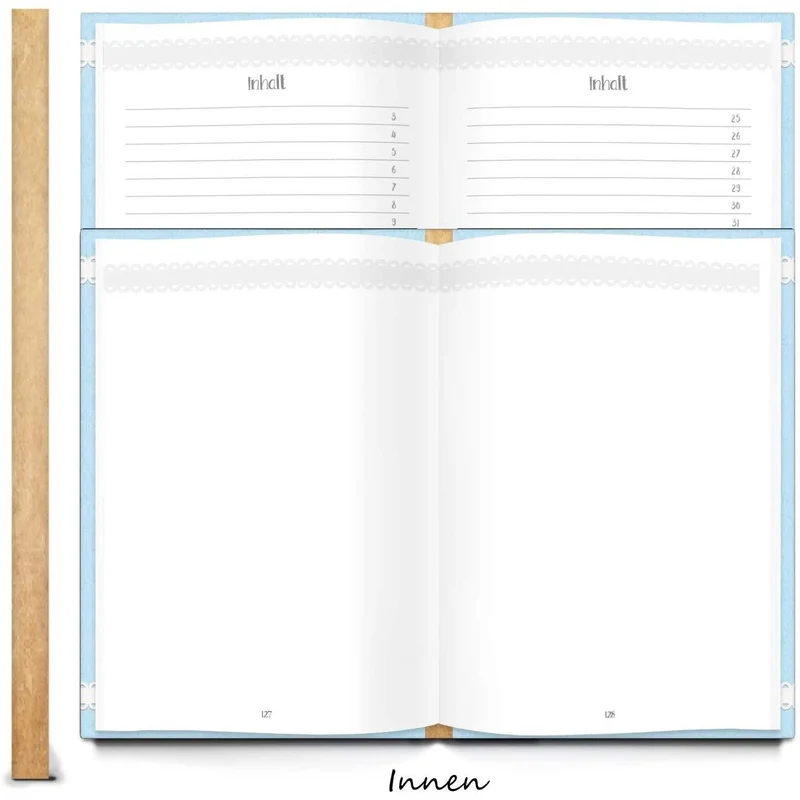 DIY Rezeptbuch MEINE KÜCHENSCHÄTZE DIN A5 hellblau mit Gewürzen - leeres Kochbuch - Geschenk Küche