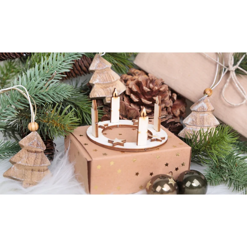 24 Geschenkboxen braun 10 x 4 x 8 cm mit goldenen Sternen