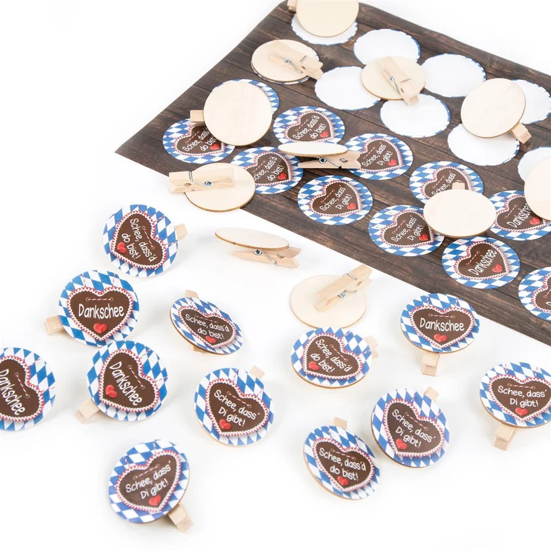24 Holzklammern bayerische Sprüche Oktoberfest Deko