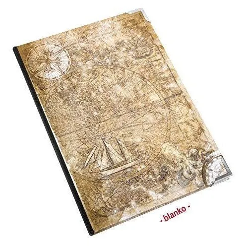 Logbuch-Verlag Bücher SET 2 Notizbücher blanko zum Selbstgestalten DIN A5 braun beige Vintage Notizbuch Tagebuch leer zum Gestalten - Weltkarte Globus Vintage-Motiv