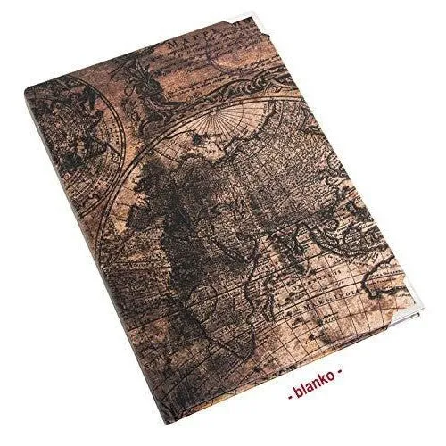 Logbuch-Verlag Bücher SET 2 Notizbücher blanko zum Selbstgestalten DIN A5 braun beige Vintage Notizbuch Tagebuch leer zum Gestalten - Weltkarte Globus Vintage-Motiv