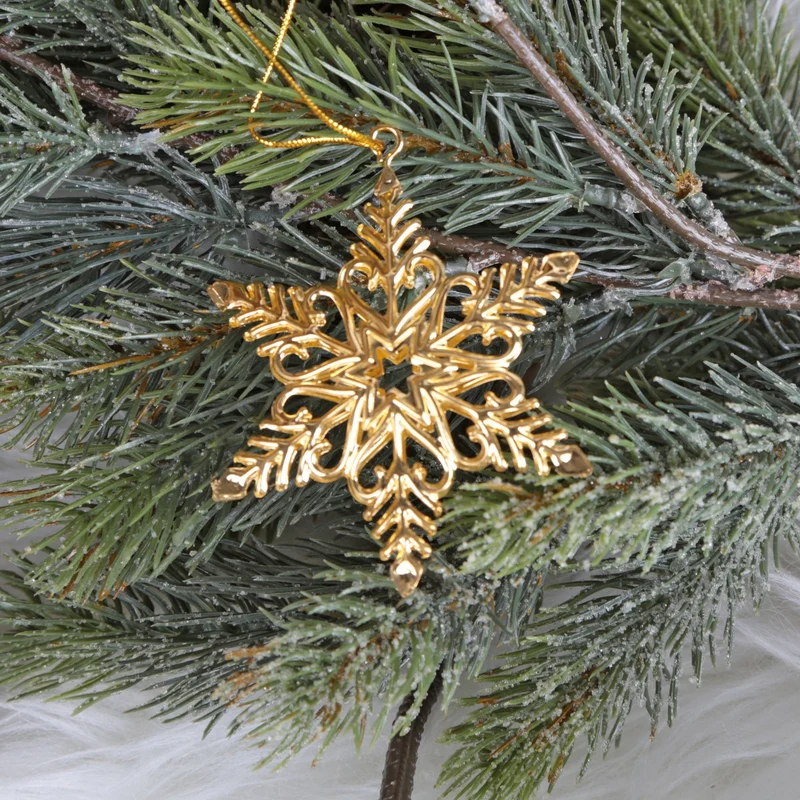 9 filigrane Weihnachtsanhänger gold Baum Stern Schneeflocke Weihnachtsdeko Geschenkanhänger