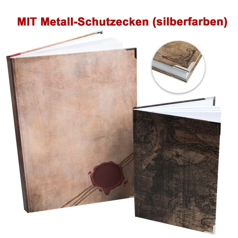Logbuch-Verlag Vintage Notizbücher Set DIN A4 + A5 - zwei leere Bücher zur freien Gestaltung - Arbeiten Gedankenbuch Ideenbuch Tagebuch Blanko