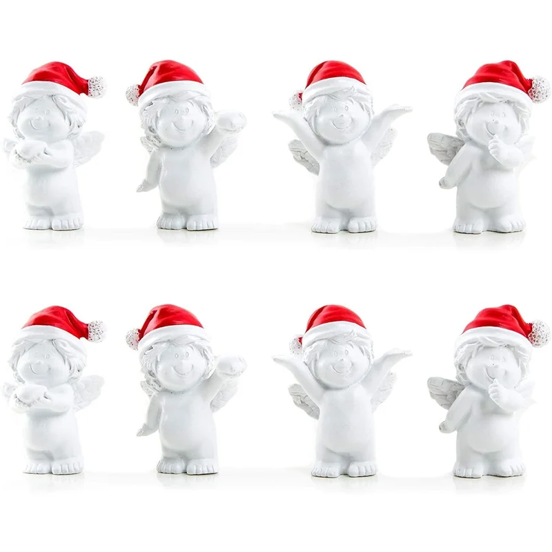 3 x 4 Weihnachten BABY Engel rot weiß MÜTZE 6 cm Mini-Engel Figuren Nikolaus Santa give-away Kunden Mitgebsel Geschenk