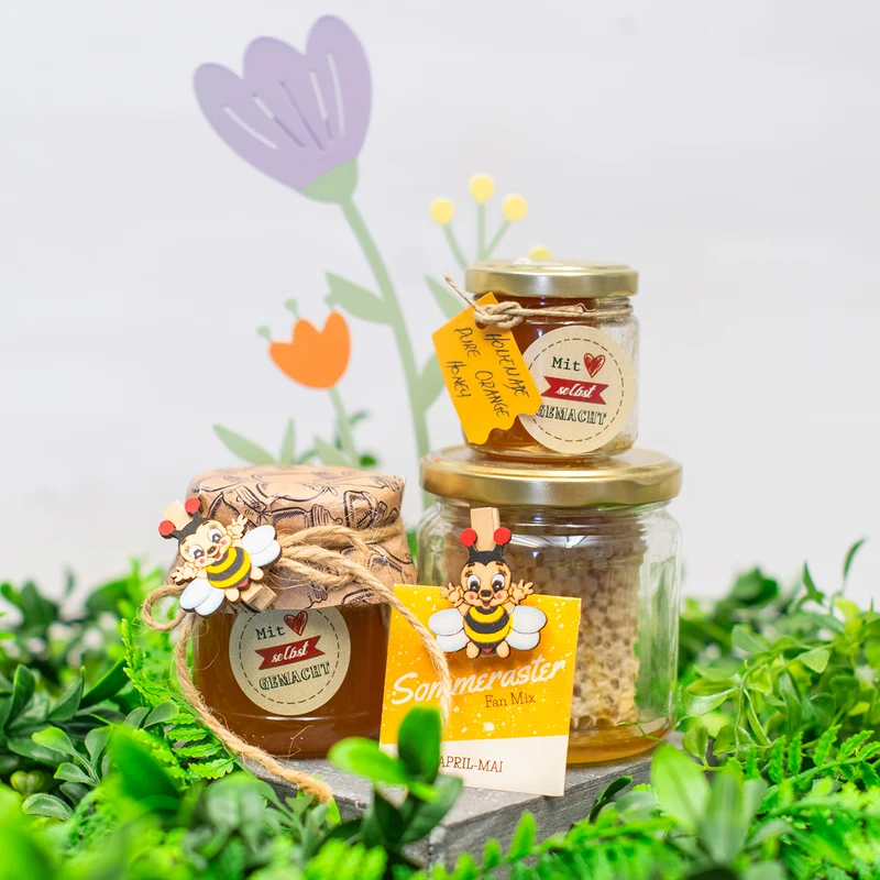 12 Bienen Klammern schwarz gelb - Deko Kindergeburtstag Give-Away Partydeko Holzklammer