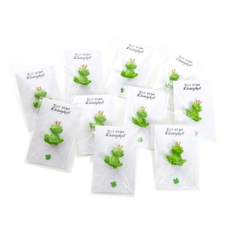 10 Gastgeschenke mit kleinen grünen Fröschen - 3 cm - & Schmuckkarte Nur eine Kleinigkeit
