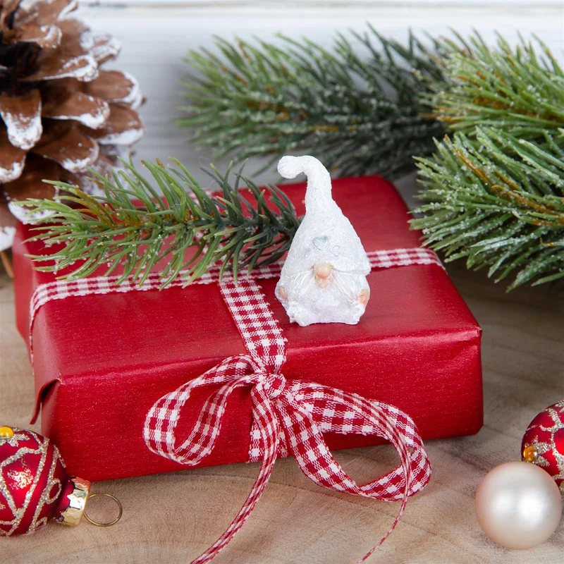 10 Mini Wichtel Figuren 4 cm - Weihnachtswichtel grau weiß glitzernd