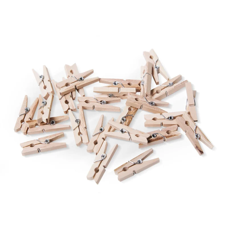 24 Wäscheklammern braun natur aus Holz Holzklammern 3 x 0,4 cm Deko Verpackung Verzierung zum Basteln
