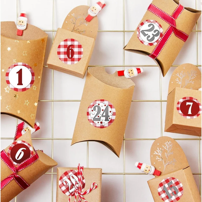 Adventskalenderzahlen Set - 4 x 24 Aufkleber zum Basteln von DIY Adventskalendern