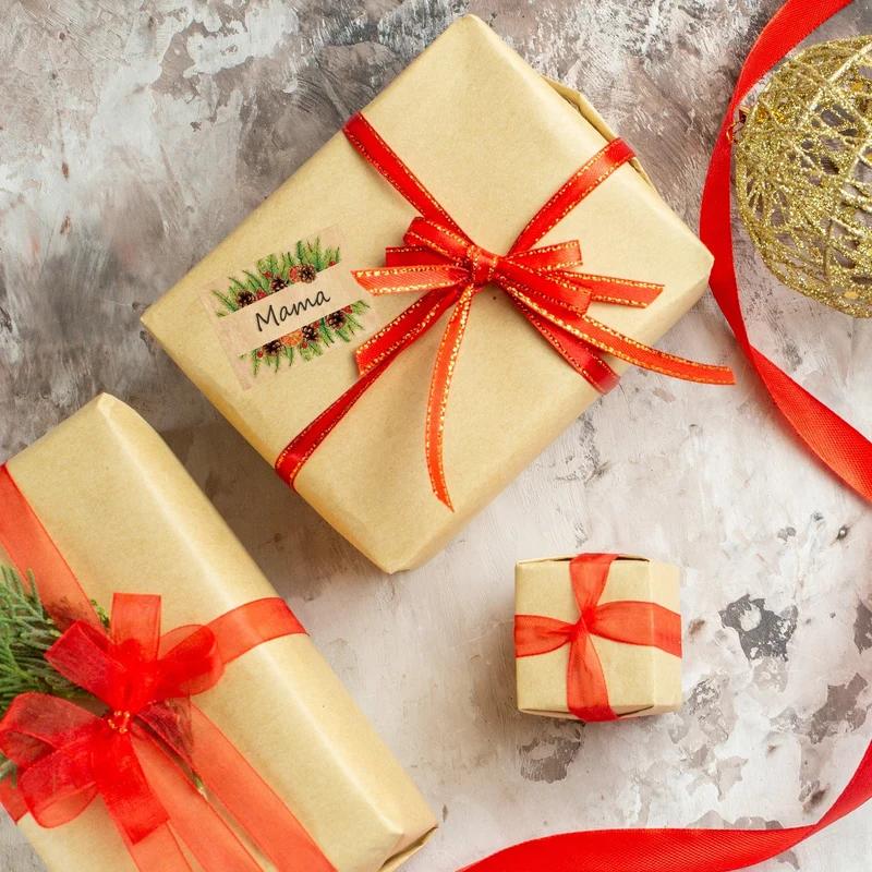 Weihnachtliche Etiketten zum Beschriften in Kraftpapier-Optik 25 Stück