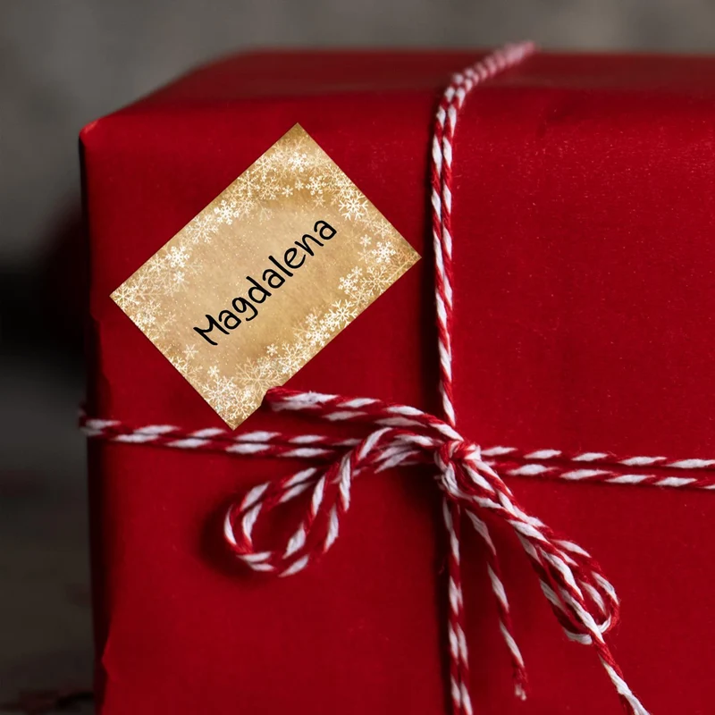25 Namensaufkleber für Weihnachtsgeschenke 7,4 x 5,2 cm natur weiß