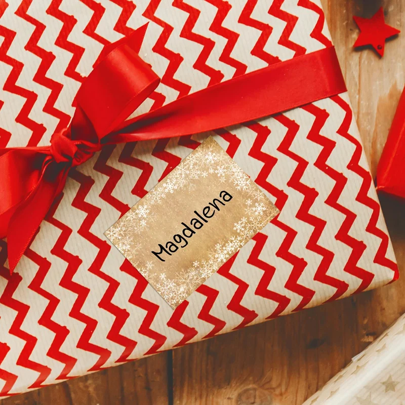 25 Namensaufkleber für Weihnachtsgeschenke 7,4 x 5,2 cm natur weiß