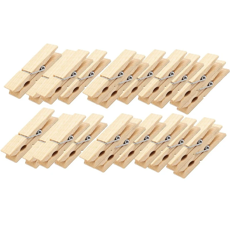 24 Wäscheklammern braun natur aus Holz Holzklammern 4,5 x 0,7 cm Deko