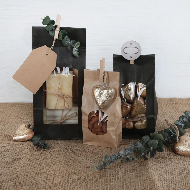 Herzanhänger gold 4 cm aus Holz - Weihnachtsanhänger Deko Geschenkanhänger - 10 Stück