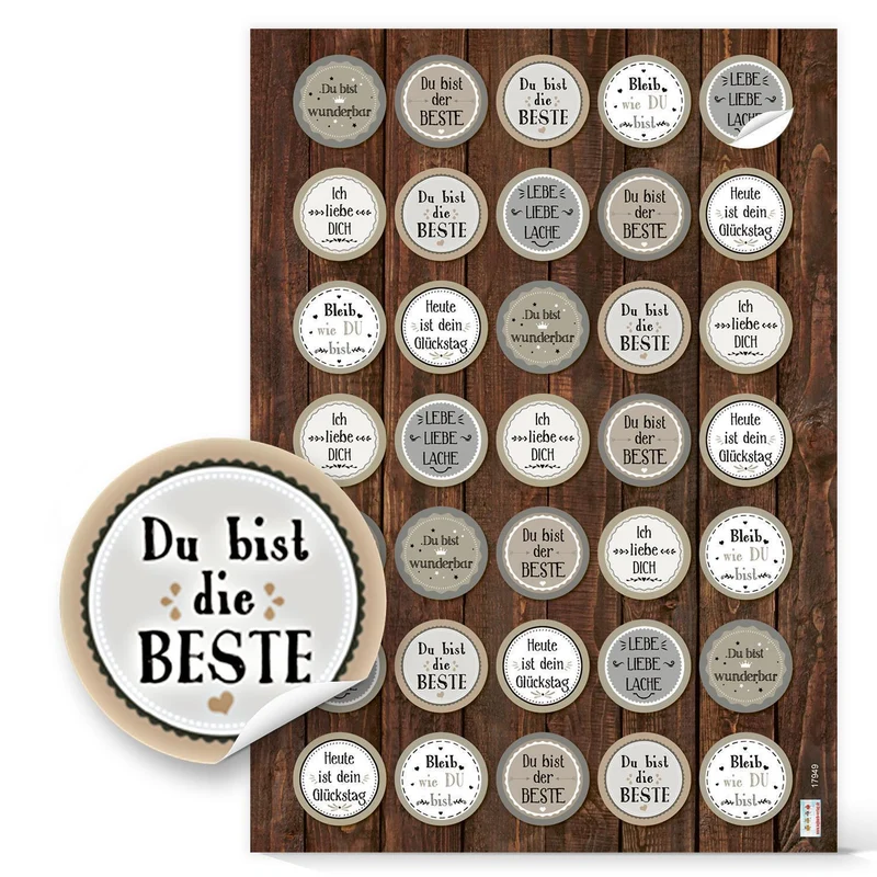 Motivationsaufkleber beige grau Sprüche Aufkleber Sticker zum Basteln 3,2 cm