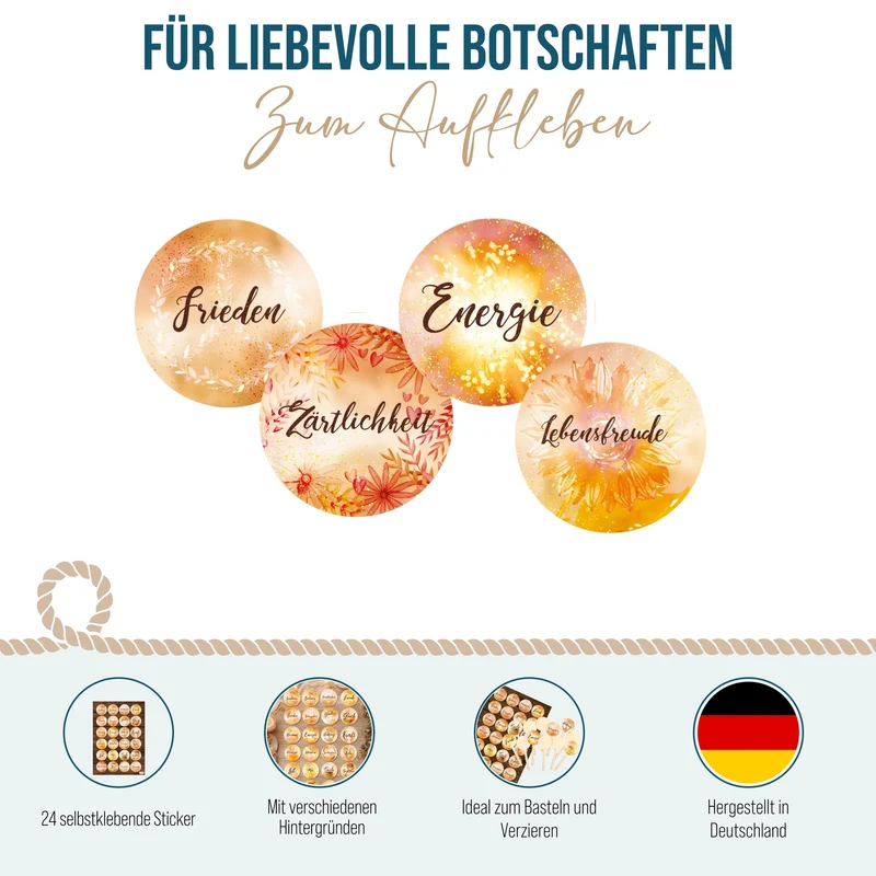 Logbuch-Verlag 24 spirituelle Aufkleber Statement Liebe Kraft Mut Hoffnung Glaube Harmonie Energie Lebensfreude Sticker Briefe schreiben Freundschaft